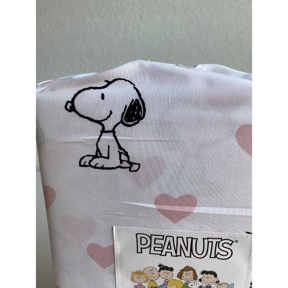 4 Pc Peanuts Snoopy Pink Hearts Valentines Day FULL Size Sheet Set Soft NEW - Picture 3 of 13